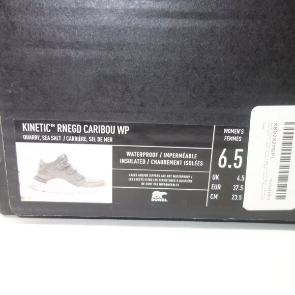 NEW Sorel Kinetic Caribou Waterproof Boots Women’s 6.5 Quarry Sea Salt - Picture 8 of 8